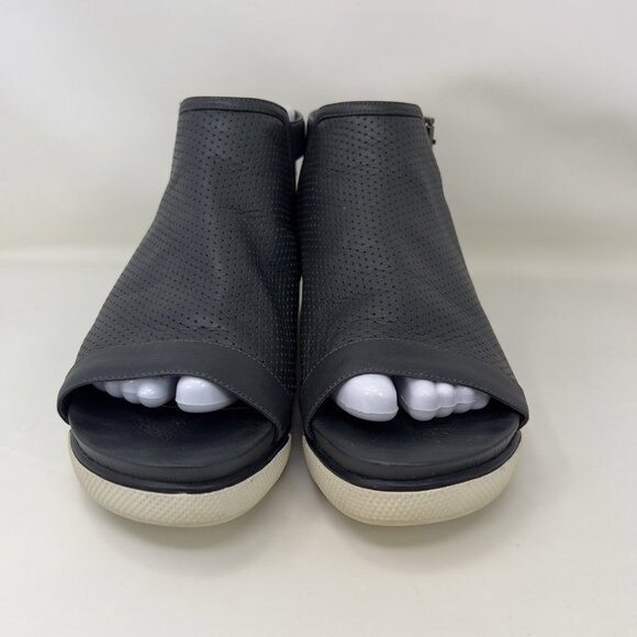 Eileen Fisher Snug Stretch Peep Toe Leather Bootie Sandals Black Women’s Size 8 - Picture 3 of 8